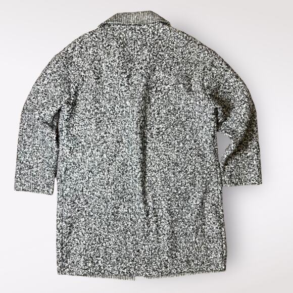 Women’s Italian Bouclé Knit Coat Gray Black Shawl Collar New Collection L 13 - Picture 4 of 8